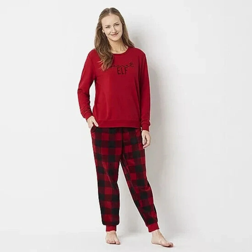 NORTH POLE TRADING CO SECRET ELF CHRISTMAS PAJAMAS Women's Size XL‎ Red/Black